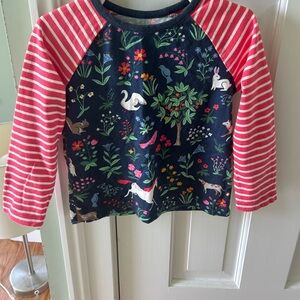 Mini Boden Navy Floral and Red Striped Top